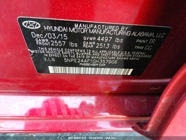 Hyundai Sonata 2.4l Se 2016 5NPE24AF1GH357906 Image 9