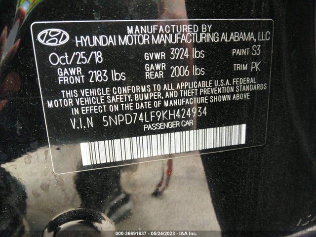 Hyundai ELANTRA SE 2019 5NPD74LF9KH424934 Image 10