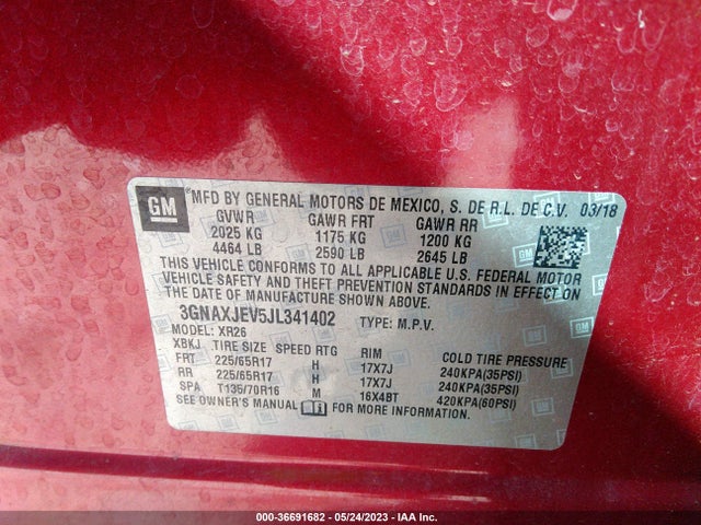 Chevrolet EQUINOX LT 2018 3GNAXJEV5JL341402 Image 10