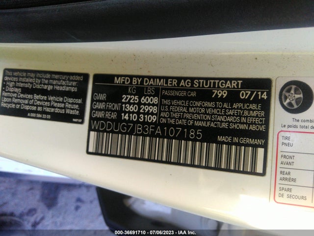 WDDUG7JB3FA107185 Mercedes-Benz S-class S 63 Amg