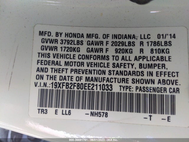 Honda Civic Sedan Ex 2014 19XFB2F80EE211033 Image 9