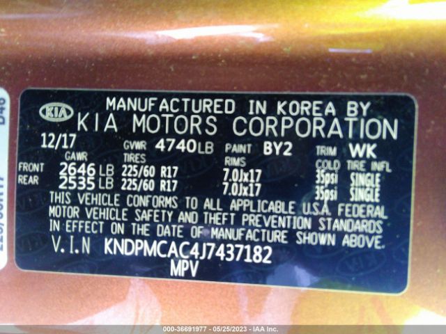 KNDPMCAC4J7437182 KIA Sportage Lx