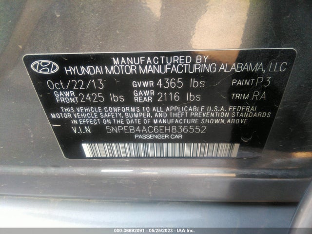 Hyundai SONATA GLS 2014 5NPEB4AC6EH836552 Image 11