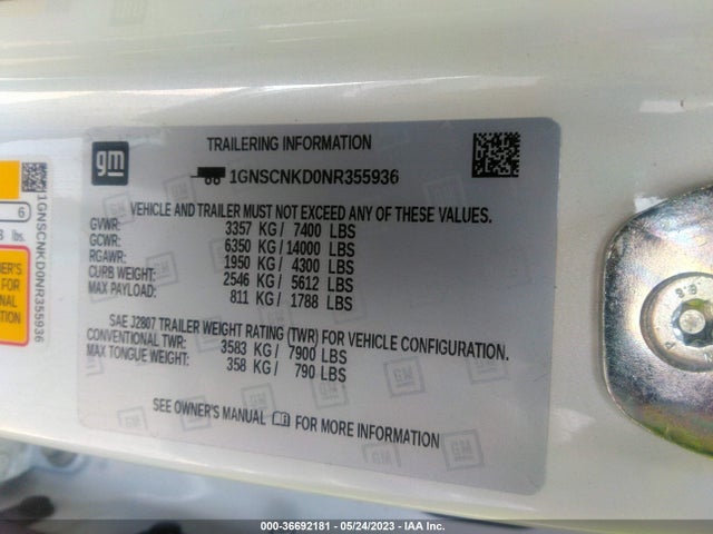 Chevrolet Tahoe Lt 2022 1GNSCNKD0NR355936 Image 9