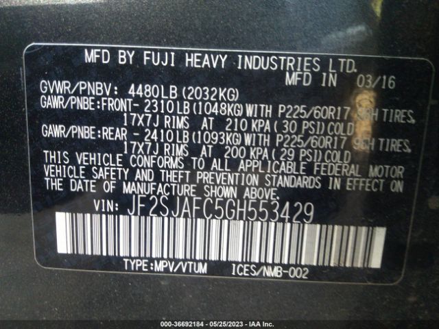 JF2SJAFC5GH553429 Subaru Forester 2.5i Premium