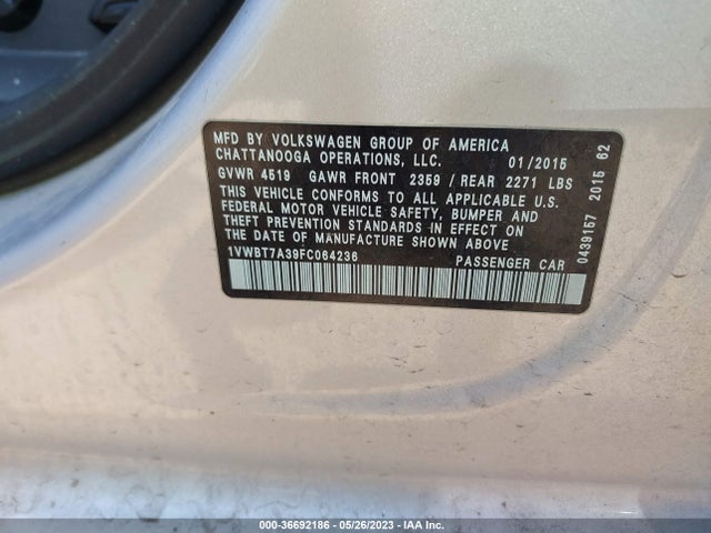 1VWBT7A39FC064236 Volkswagen Passat 1.8t Sport