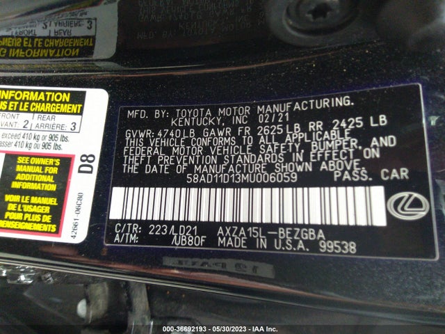 58AD11D13MU006059 Lexus Es Es 250
