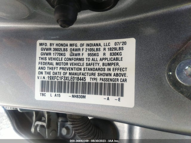 Honda Civic Sedan Ex 2020 19XFC1F3XLE018445 Image 10