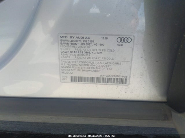 2019 Audi e-tron, VIN: WA1VAAGE9KB024406