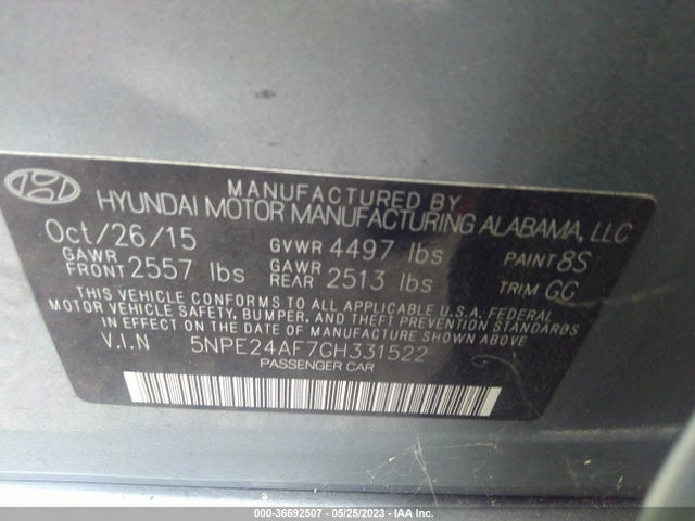 Hyundai Sonata 2.4l Se 2016 5NPE24AF7GH331522 Image 9
