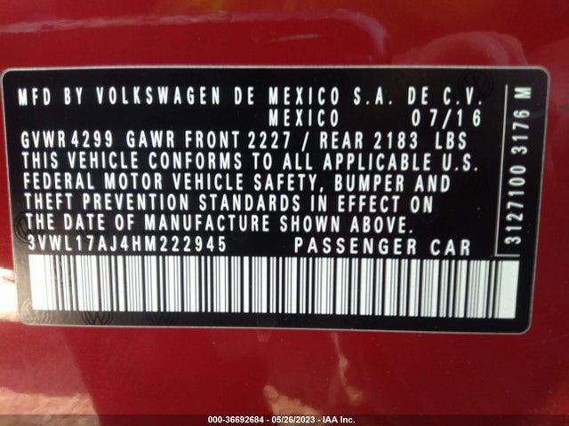 3VWL17AJ4HM222945 Volkswagen Jetta 1.8t Sel