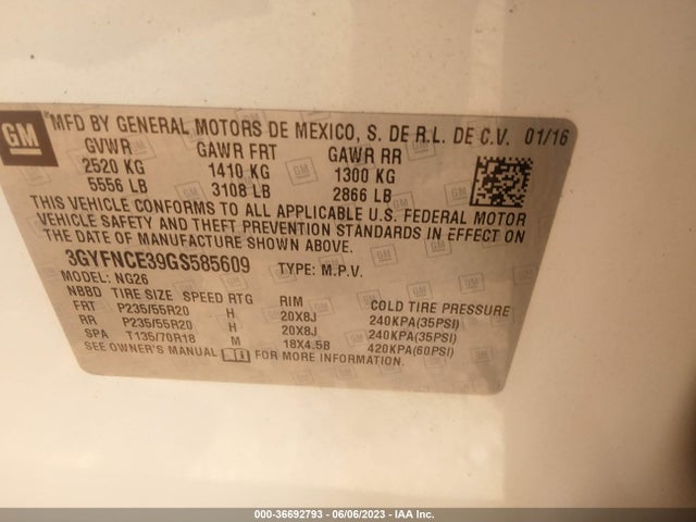 3GYFNCE39GS585609 Cadillac Srx Performance Collection