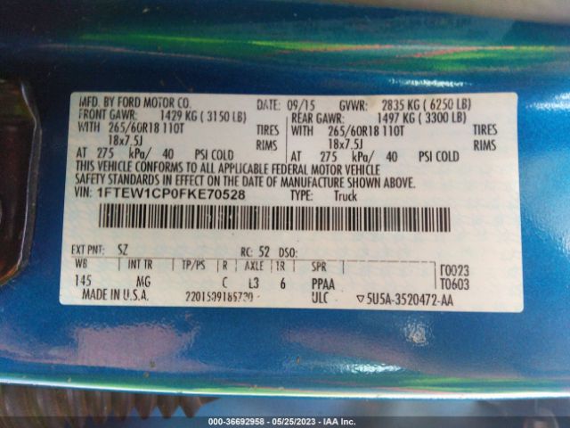 1FTEW1CP0FKE70528 Ford F-150 Xl/lariat/xlt