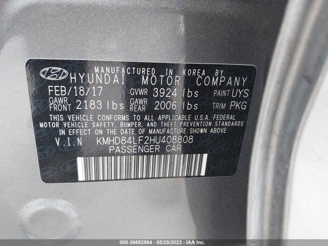 Hyundai ELANTRA SE 2017 KMHD84LF2HU408808 Image 9
