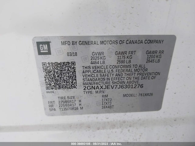 Chevrolet EQUINOX LT 2018 2GNAXJEV7J6301276 Image 9