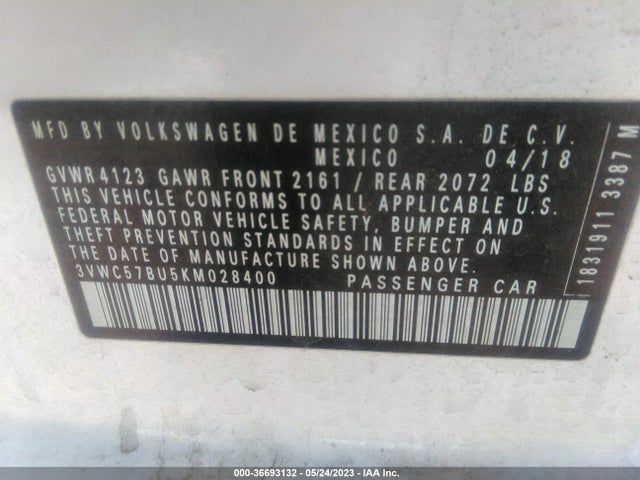 3VWC57BU5KM028400 Volkswagen Jetta S/se/r-line