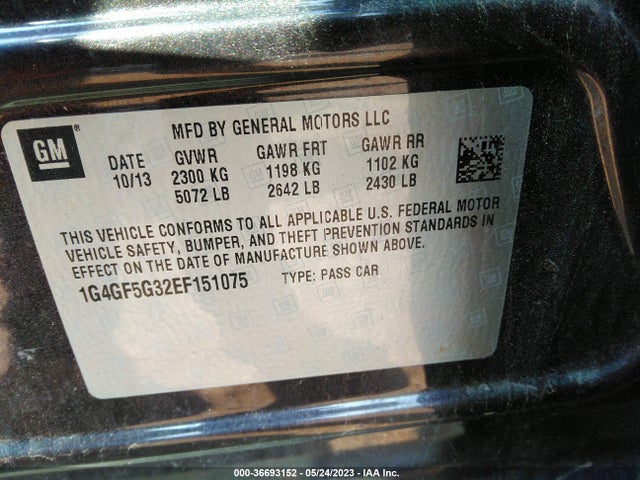Buick Lacrosse Premium Ii 2014 1G4GF5G32EF151075 Image 9