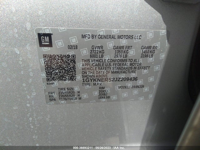 1GYKNERS2JZ209436 Cadillac Xt5 Premium Luxury Fwd