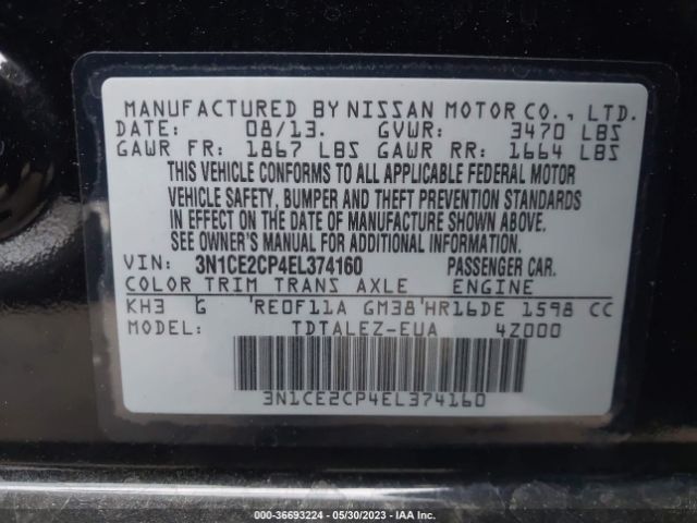 3N1CE2CP4EL374160 Nissan Versa Note Sv