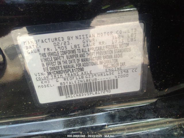 3N1CN8DV5PL817290 Nissan VERSA S