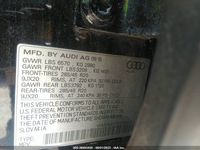 WA1VAAF76HD000368 Audi Q7 Prestige