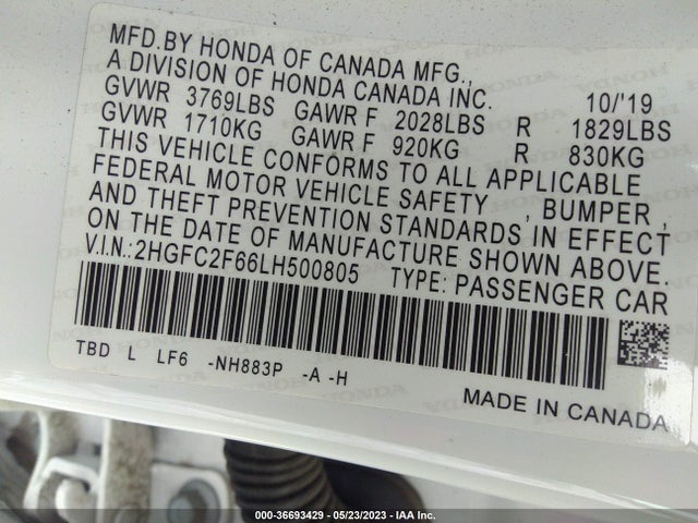 Honda Civic Sedan Lx 2020 2HGFC2F66LH500805 Image 9