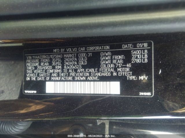 YV4A22RK0J1075840 Volvo Xc60 Momentum