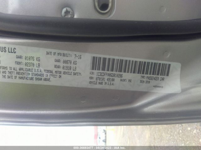 1C3CDFFA0GD810286 Dodge Dart Sxt Sport