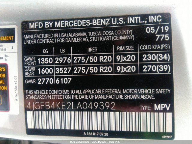4JGFB4KE2LA049392 Mercedes-Benz Gle Gle 350