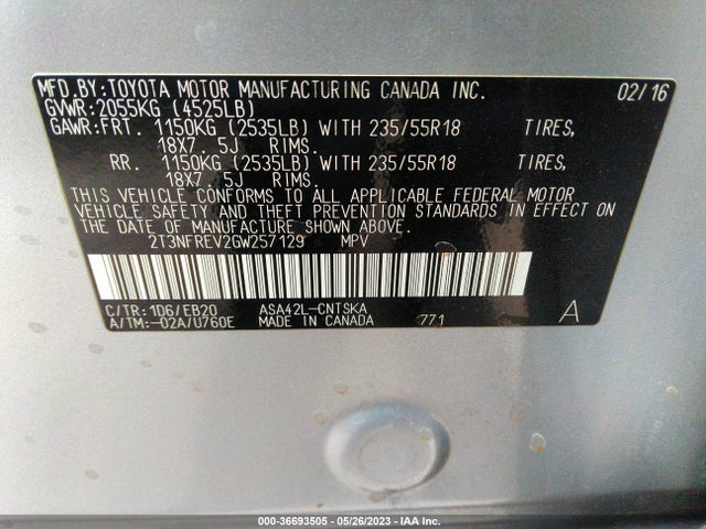 Toyota RAV4 SE 2016 2T3NFREV2GW257129 Image 9