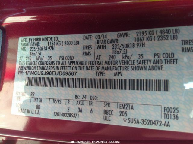 1FMCU9J98EUD09567 Ford Escape Titanium