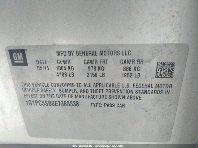 Chevrolet Cruze 1lt 2014 1G1PC5SB8E7383338 Image 10