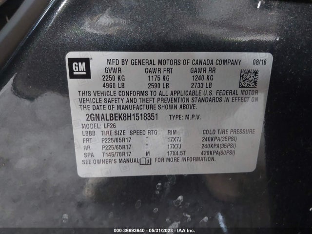 Chevrolet EQUINOX LS 2017 2GNALBEK8H1518351 Image 9