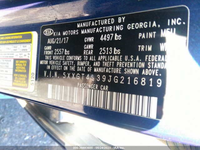 5XXGT4L39JG216819 KIA Optima Lx