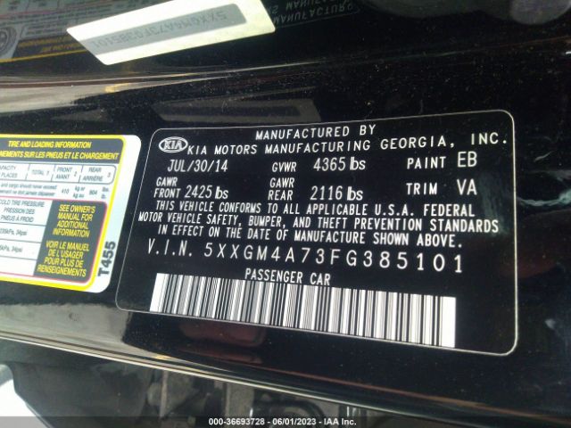5XXGM4A73FG385101 KIA Optima Lx