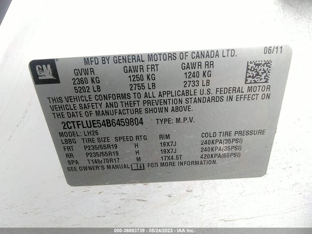 2011 GMC TERRAIN SLT-1 VIN: 2CTFLUE54B6459804
