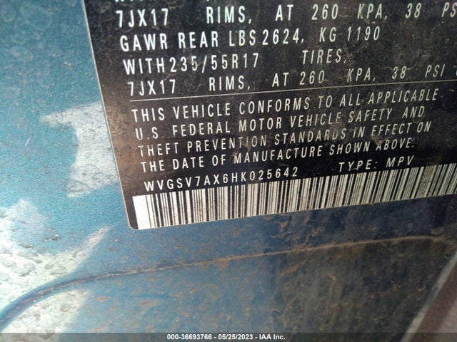 WVGSV7AX6HK025642 Volkswagen Tiguan Wolfsburg Edition