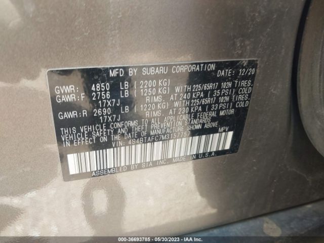 4S4BTAFC7M3157757 Subaru Outback Premium