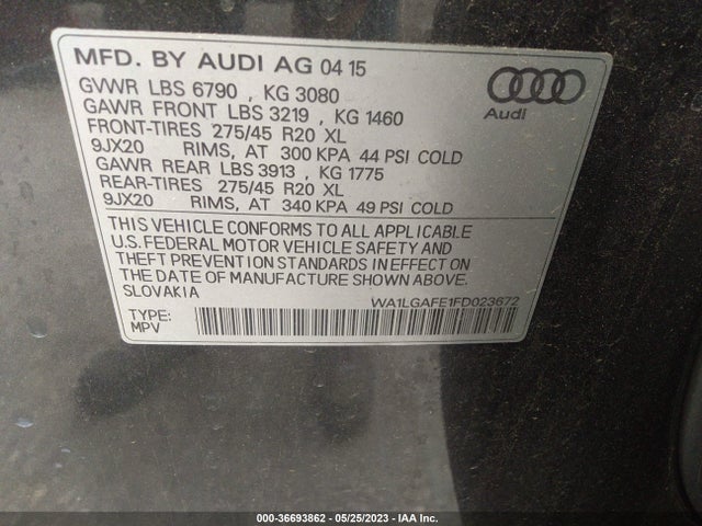 WA1LGAFE1FD023672 Audi Q7 3.0t Premium Plus