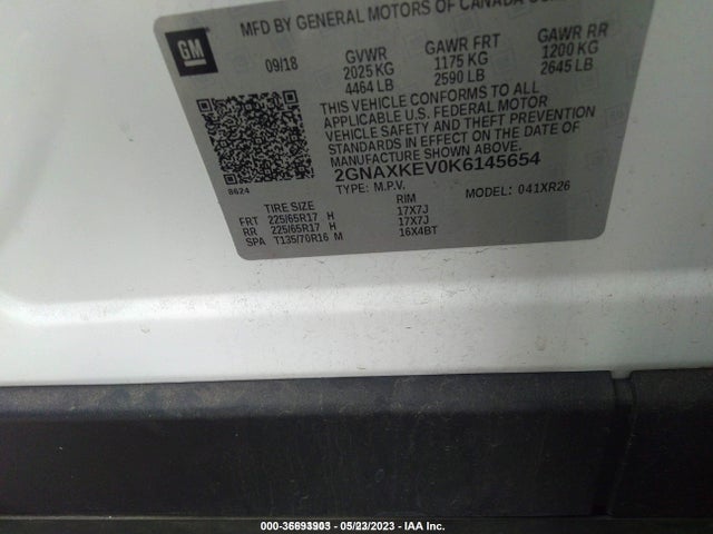 Chevrolet EQUINOX LT 2019 2GNAXKEV0K6145654 Image 9