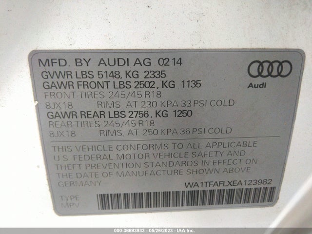WA1TFAFLXEA123982 Audi Allroad Premium
