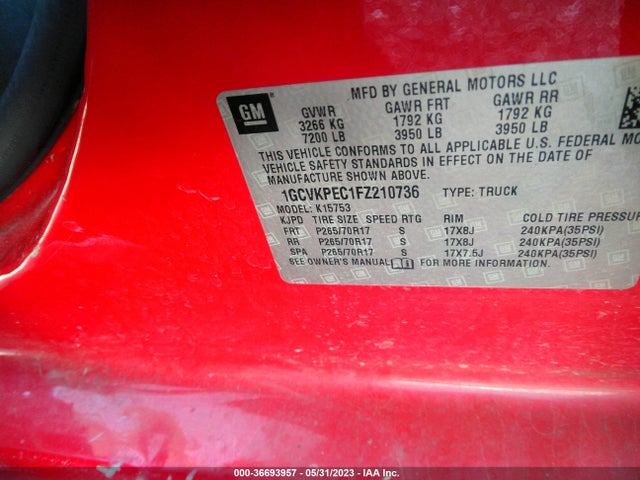 Chevrolet Silverado 1500 Ls 2015 1GCVKPEC1FZ210736 Image 9