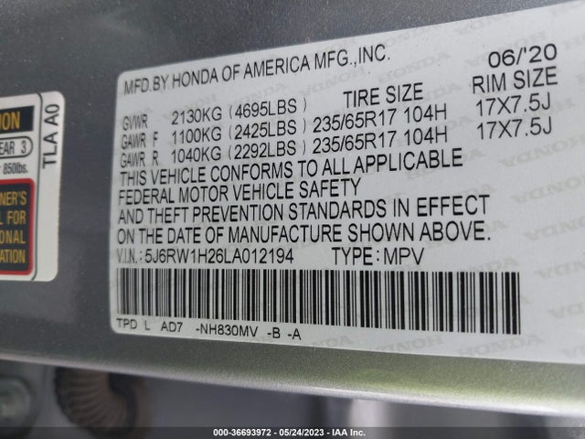 Honda CR-V LX 2020 5J6RW1H26LA012194 Image 11