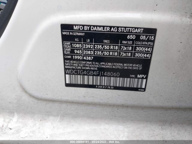 WDCTG4GB4FJ148060 Mercedes-Benz Gla-class Gla 250