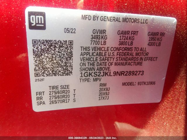 1GKS2JKL9NR289273 GMC YUKON XL DENALI