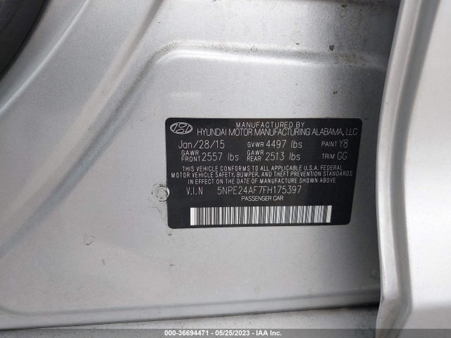 Hyundai Sonata 2.4l Se 2015 5NPE24AF7FH175397 Image 10