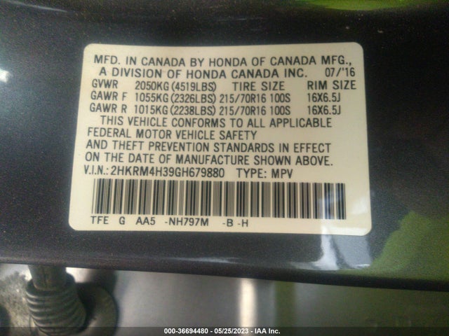 Honda CR-V LX 2016 2HKRM4H39GH679880 Image 9