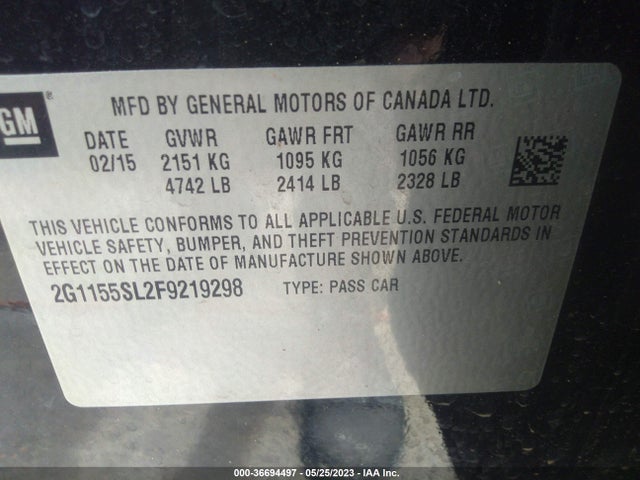 Chevrolet IMPALA LTZ 2015 2G1155SL2F9219298 Image 10