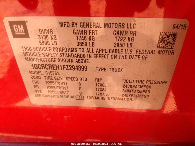 Chevrolet Silverado 1500 Lt 2015 1GCRCREH1FZ294899 Image 9
