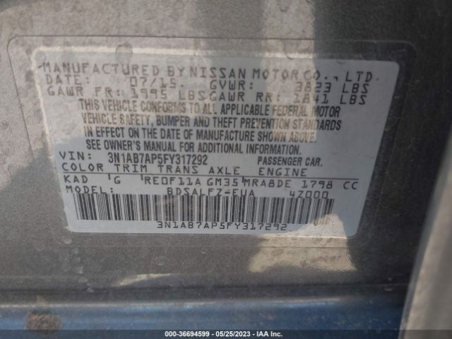 3N1AB7AP5FY317292 Nissan Sentra Fe+ S